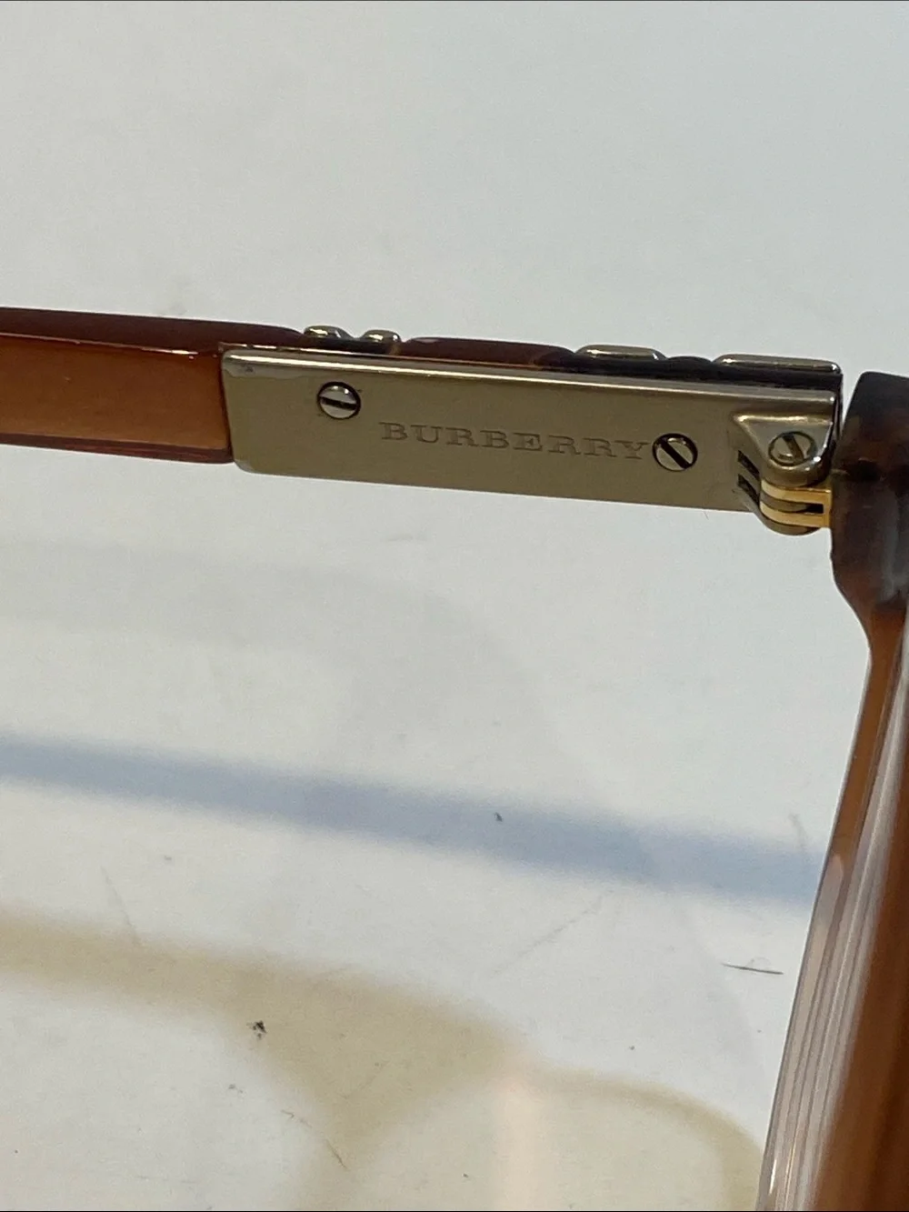 BURBERRY Brown Rectangular  Glasses with Metallic Accent